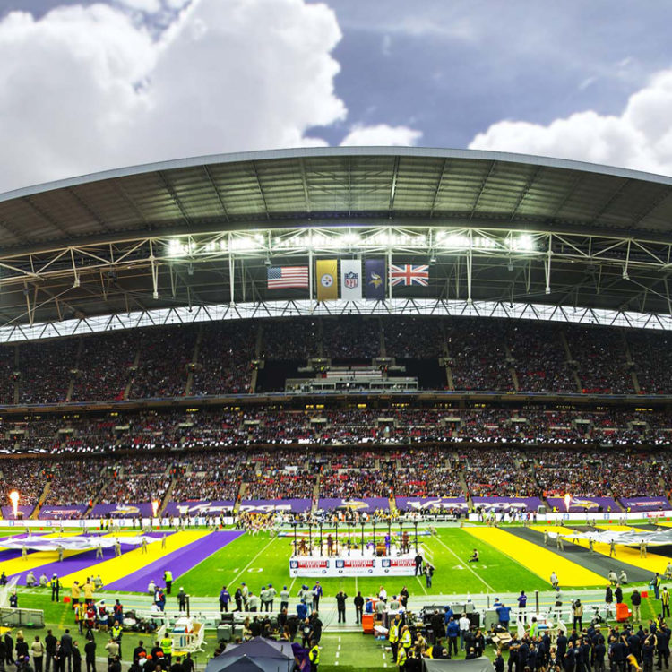 Inside Wembley just before the Minnesota Vikings take on the Pittsburgh Steelers in the NFL’s International Series.