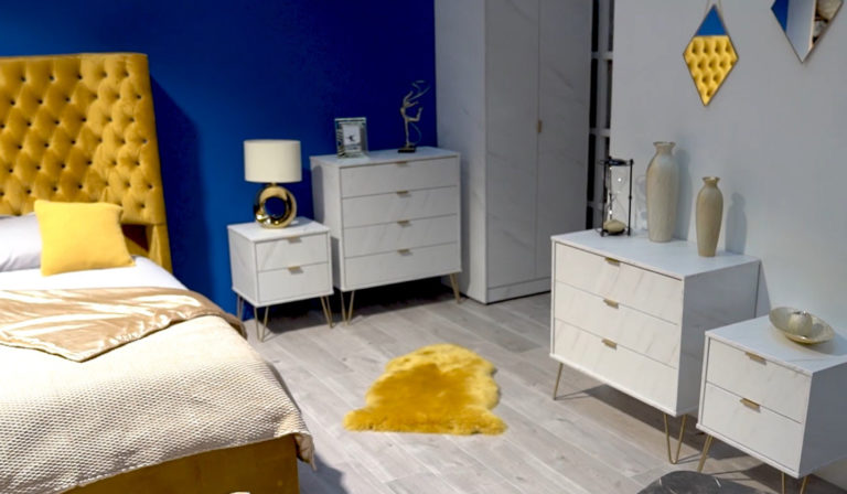 Interior of a bedrooms showing various items of furniture