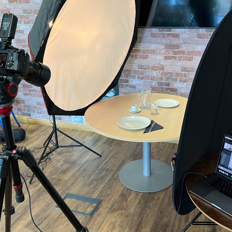 Camera and light set up for a phoot shoot on location
